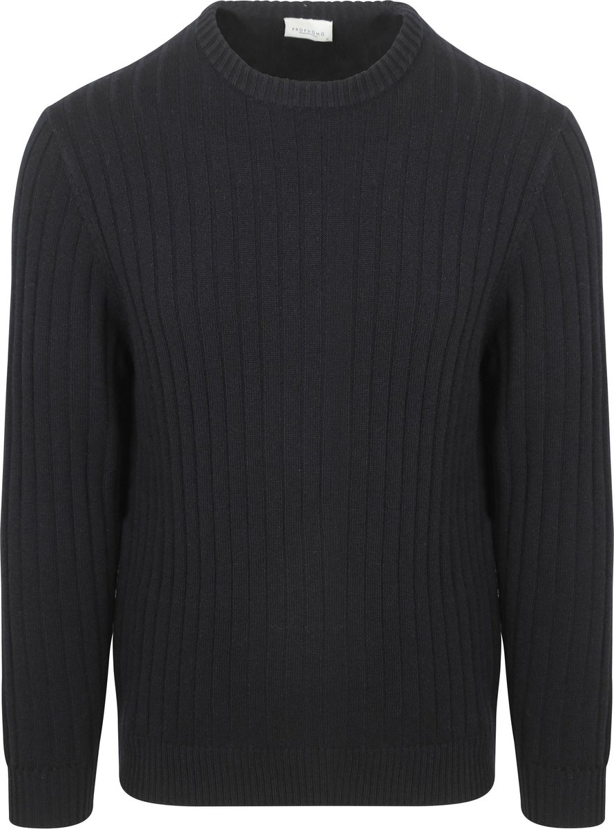 Profuomo Pullover Rib Wol Blend Navy - Maat S - Heren - Pullovers
