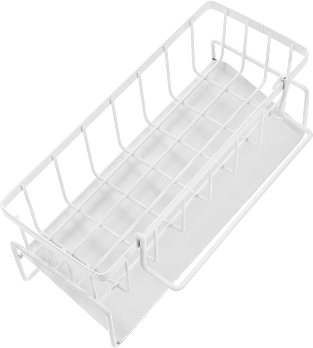 Gootsteen Organizer - Keuken Opberger - Spons Vaatdoek - Stabiel Metaal - 23cm Lengte - Wit
