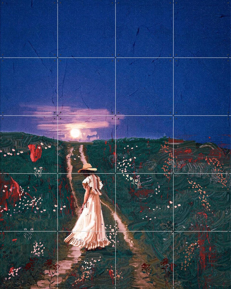 IXXI Walking At Night, Vineet Suresh - 80 x 100 cm - Gratis ophangtool - Grote wanddecoratie en posters - Olieverf, Klassiek, Realisme, Speels