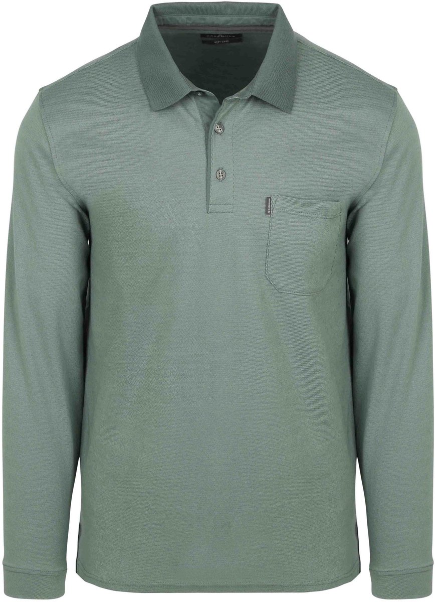 CASAMODA Long Sleeve Polo Structure Groen - Maat 3XL - Heren - Longsleeve polo