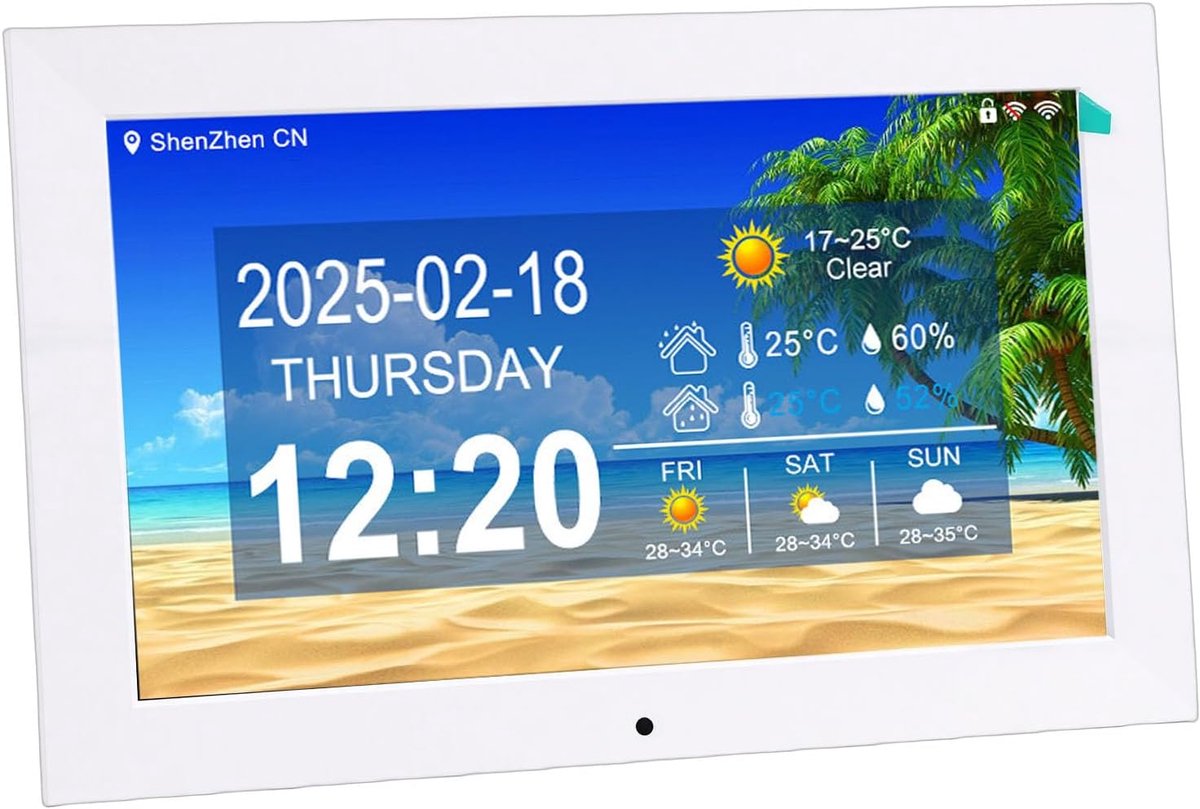 Slimme Digitale Klok - WiFi Weerklok - Thuis Kantoor - Realtime Weer Updates - 10 Inch LCD
