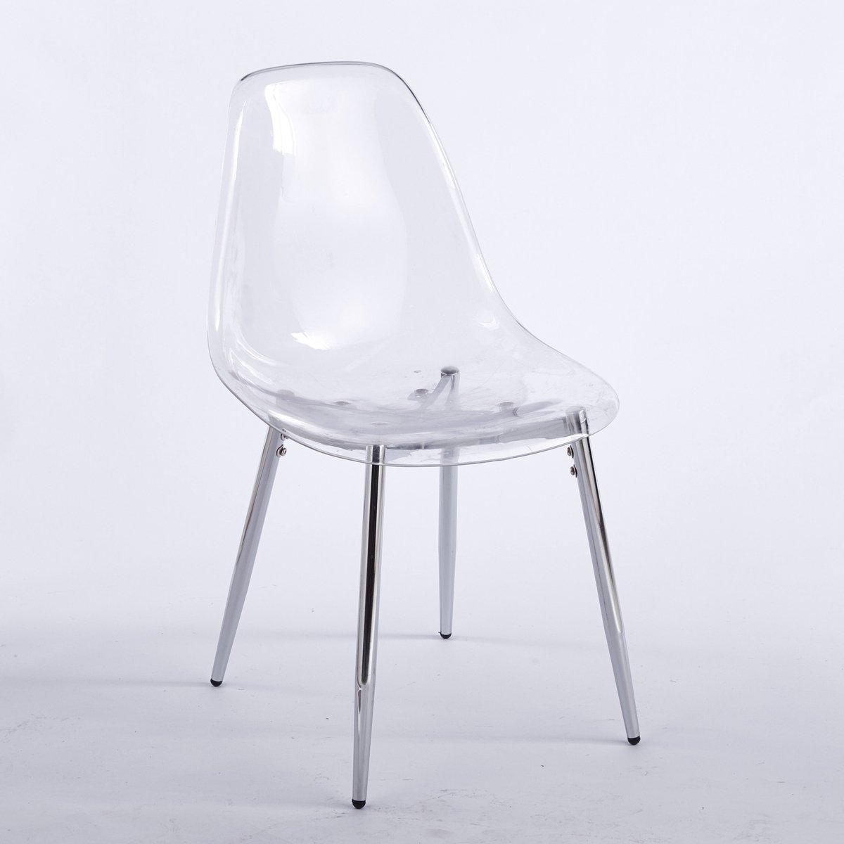 Merax Transparante Eetkamerstoelen Set Van 4 - Moderne Design Stoelen Met Zilveren Poten - Acryl Stoelen Voor Eetkamer Woonkamer Of Kantoor
