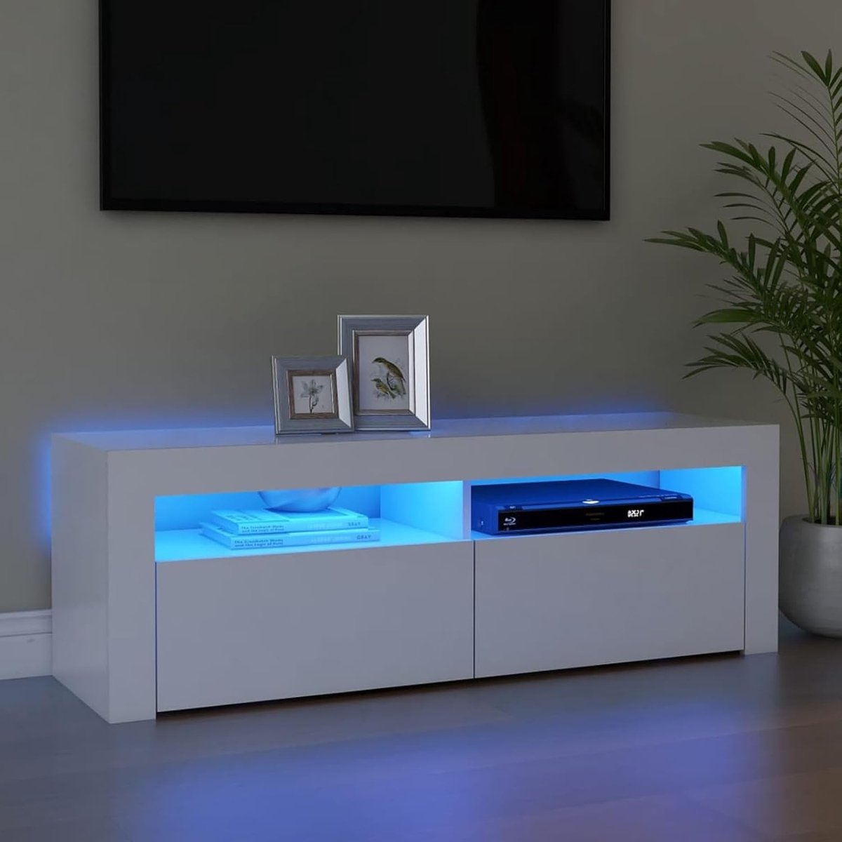 Tv-kast - Tv-meubel - Woonkamer Inrichting - Met Ledverlichting - 120 cm - Wit