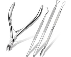 Cuticle Scissors, 4 stuks Cuticle Pusher Remover Set, Professionele Cuticle Clipper Roestvrij staal Nail Scissors Pedicure Manicure Tools voor mannen en vrouwen