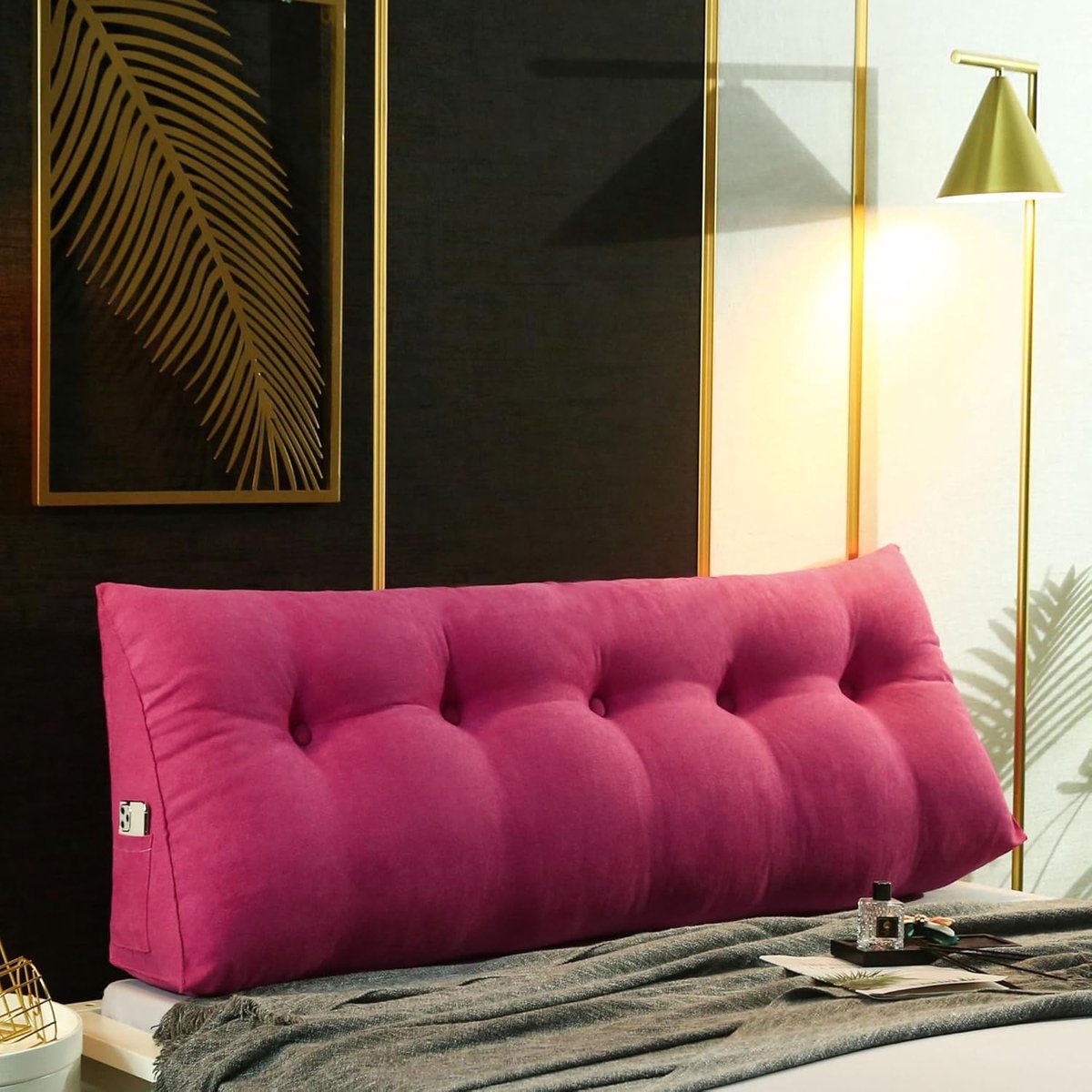 Driehoek Rugkussen - Leeskussen Bed - Ontspannen Zitten - Vaste Vulling - 80x50x20cm - Rood