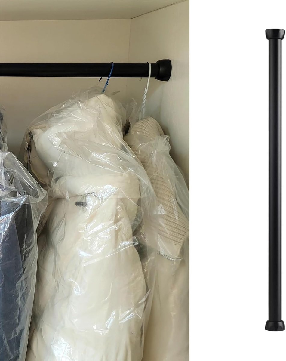 Garderobestang - Kledingstang - Kleding Ophangen - Zwaar Gebruik - 145cm - Zwart