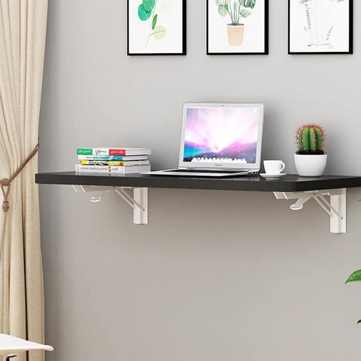 Wandklaptafel - Opvouwbaar Bureau - Ruimtebesparing - Zwaar Belastbaar - 71 x 30 cm - Zwart