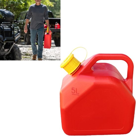 Gasbus Container - Brandstof Opslag - Buiten Gebruik - Vlamvertragend ABS - 5 Liter - Rood — afbeelding 2