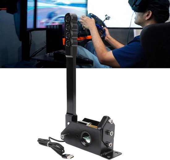 USB Handrem - Race Simulator - Games PC - 64 Bit Hall Sensor - 38x20x10 cm - Zwart — afbeelding 2