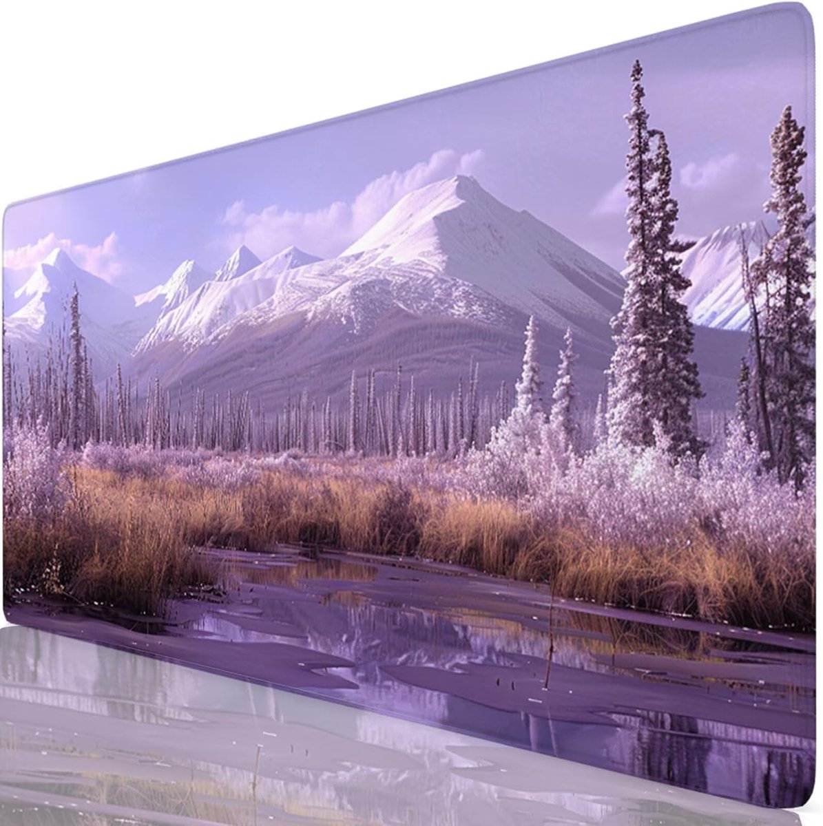 Grote Muismat - Bureauonderlegger Deskpad - Gamen Kantoor - Gestikte Randen - 100x50 cm - Meerkleurig Berglandschap