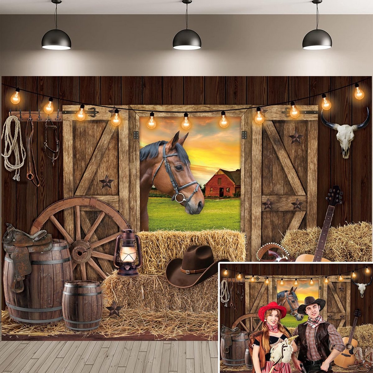 Cowboy Achtergrond Decoratie voor Feesten en Fotografie