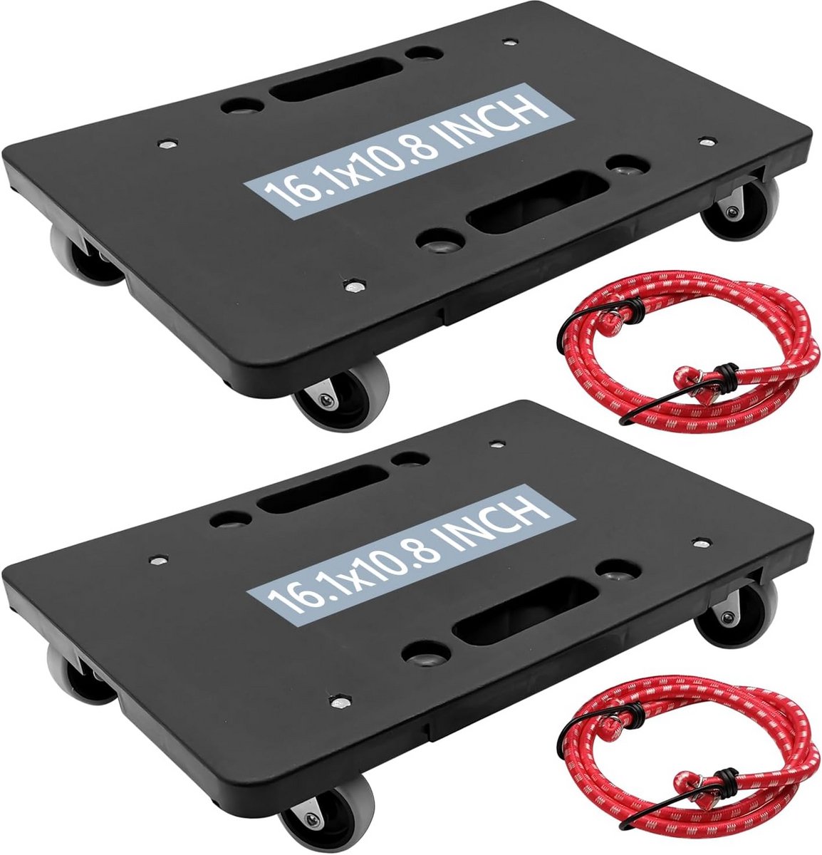 Robuuste meubelopwager met 4 wielen - 40,6 cm, 227 kg capaciteit, in elkaar grijpend design - 2 stuks