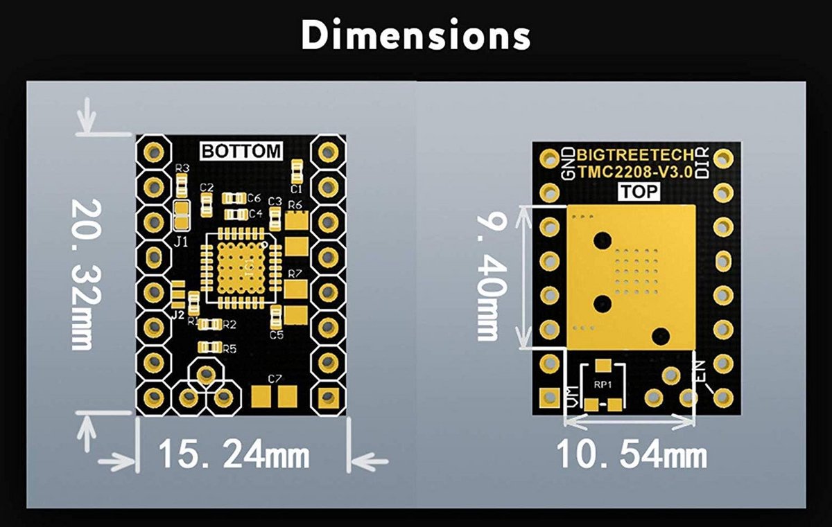 Stappenmotorstuurprogramma TMC2208 V3.0 met Koellichaam voor 3D-printers - 2 Stuks