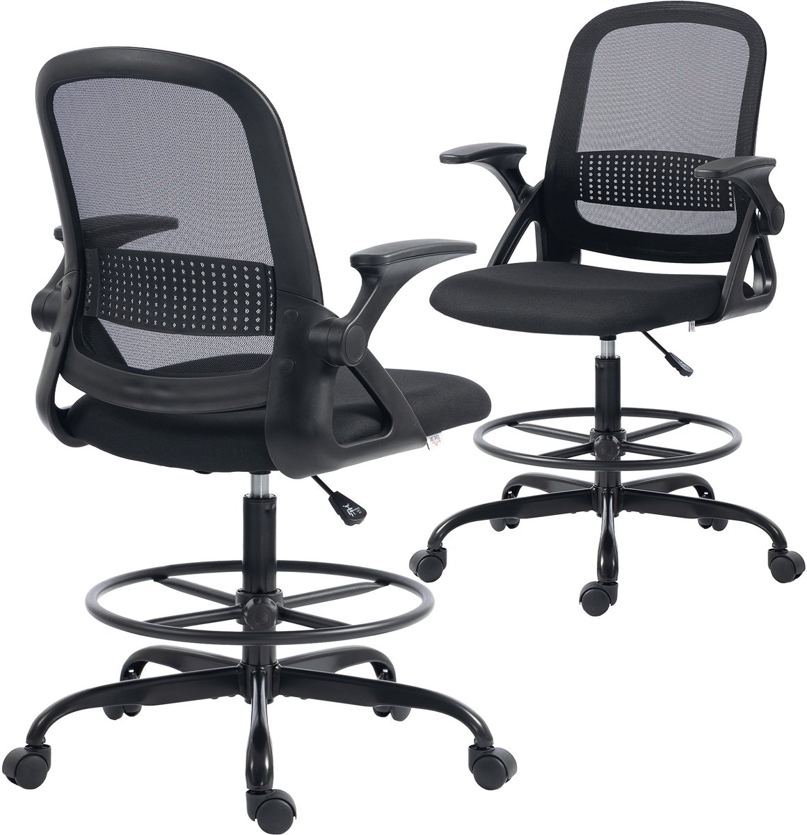 HOMCOM Tekenstoel - Mesh (Polyester) - 58x63x126cm - Zwart
