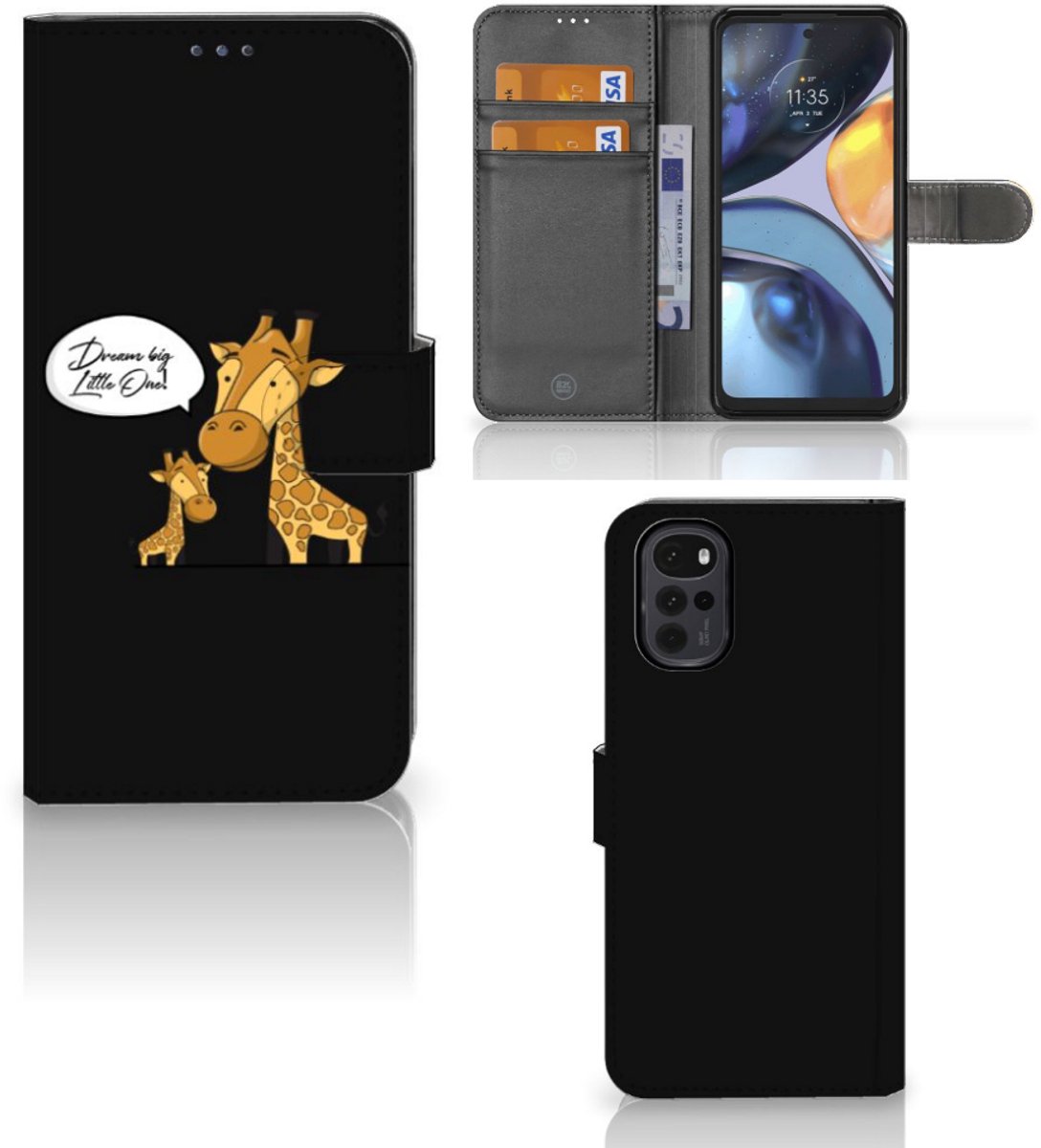 Book Case voor Motorola Moto G22 Leuk Hoesje Giraffe