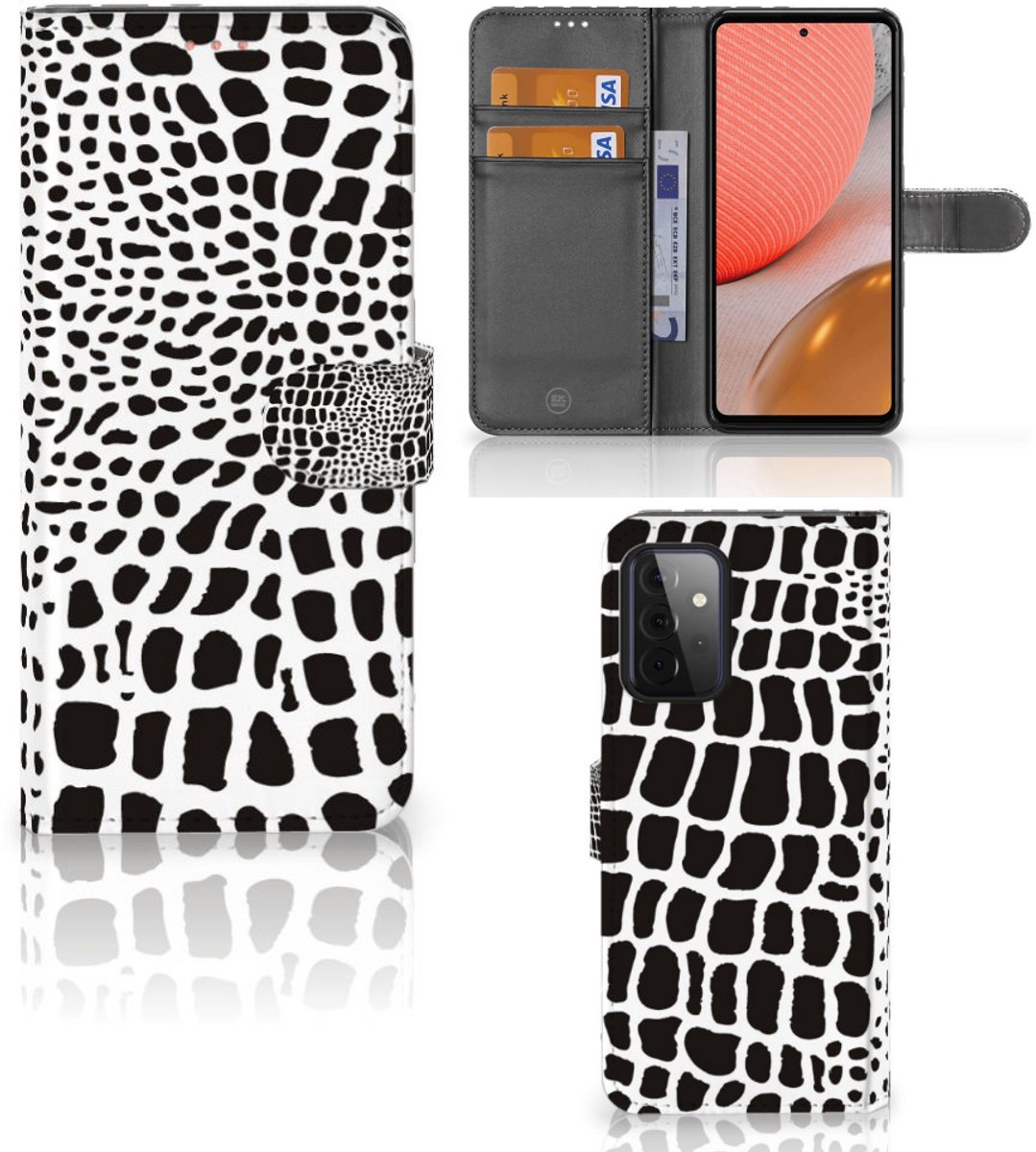 Samsung Galaxy A72 Telefoonhoesje met Pasjes Slangenprint