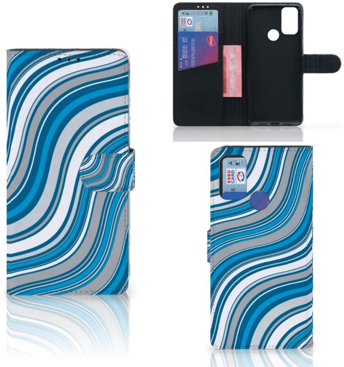 Book Case voor Alcatel 1S (2021) Telefoon Hoesje Waves Blue