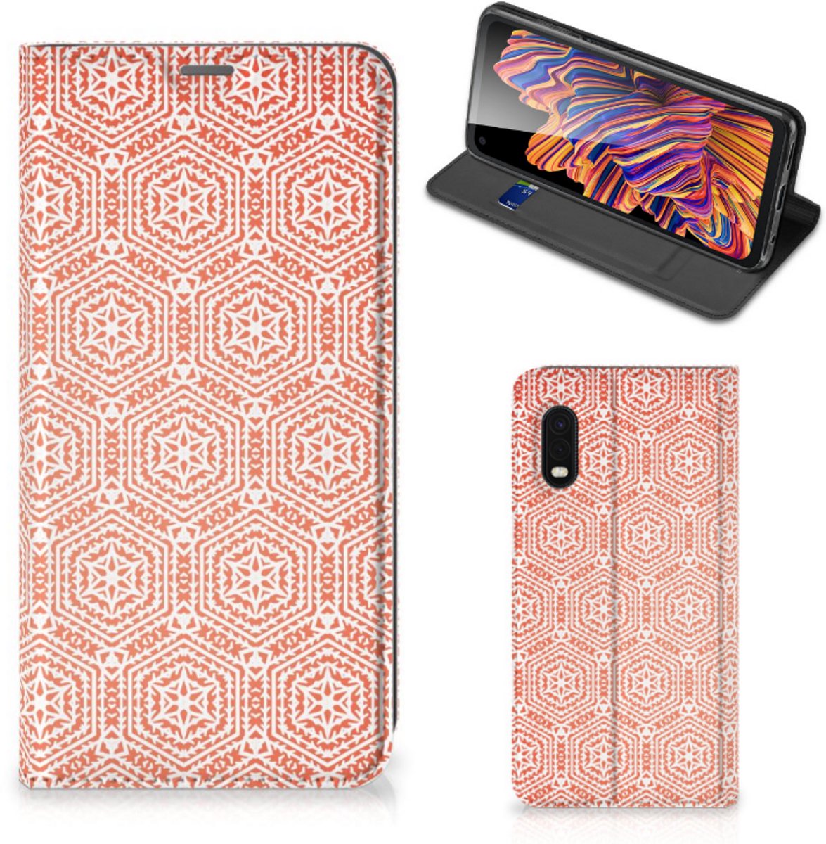 Samsung Xcover Pro Hoesje met Magneet Pattern Orange