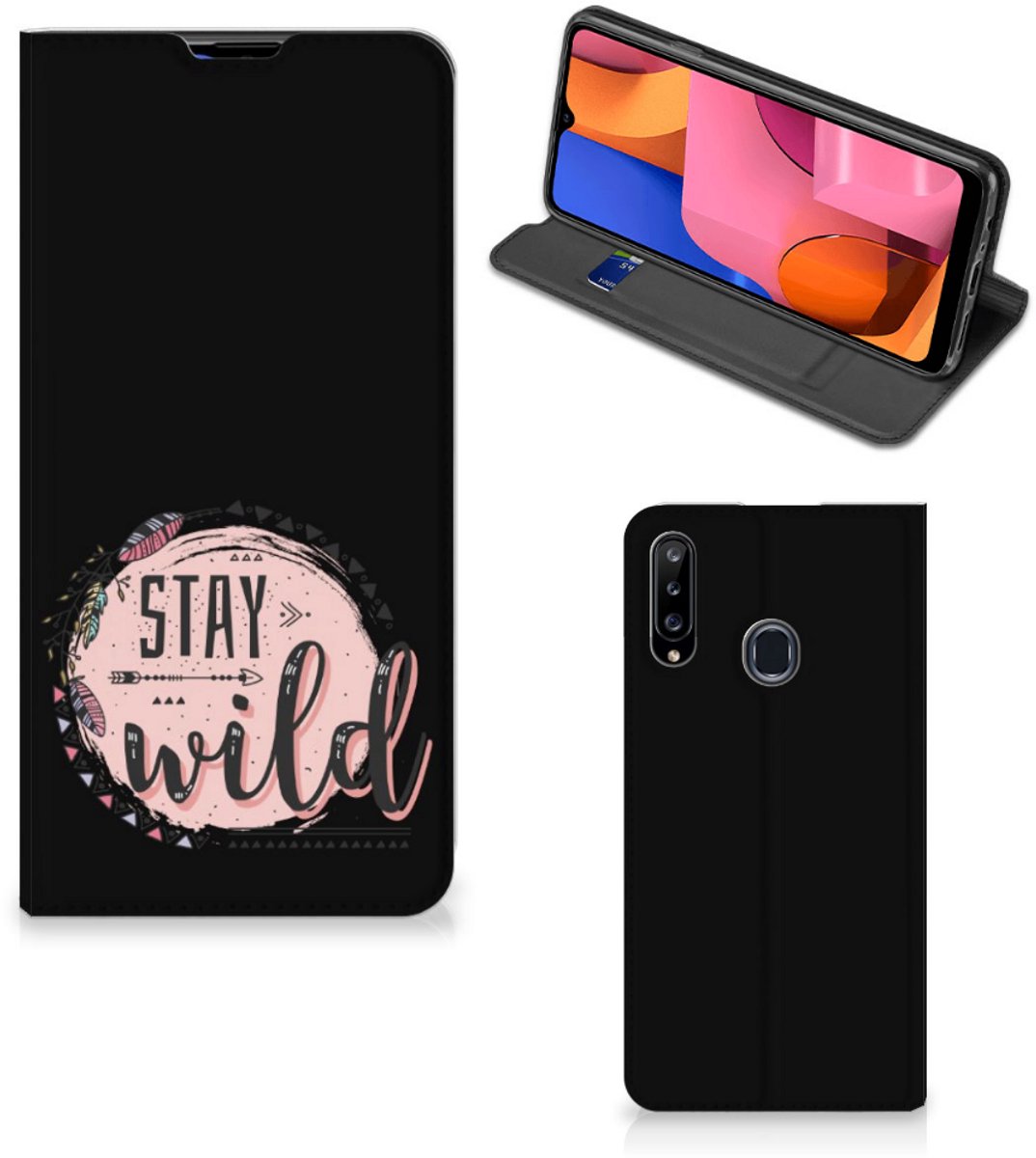 Standcase Hoesje voor Samsung Galaxy A20s Magnet Case Boho Stay Wild