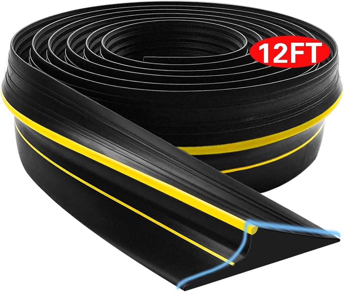 Garagedeur Bodemafdichtstrip - Weerbestendige Rubber Vervangstrip - 12 FT - Zwart