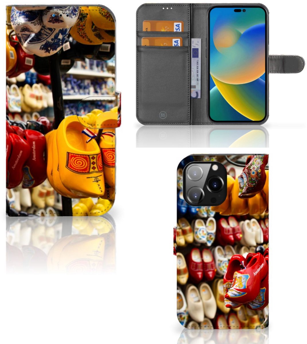 Book Case voor iPhone 14 Pro Max Flip Cover Klompen