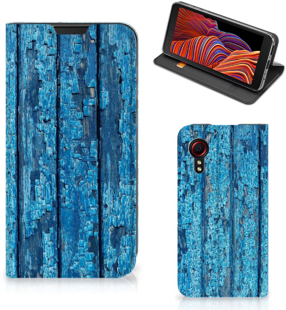 Book Case voor Samsung Galaxy Xcover 5 Book Wallet Case Wood Blue