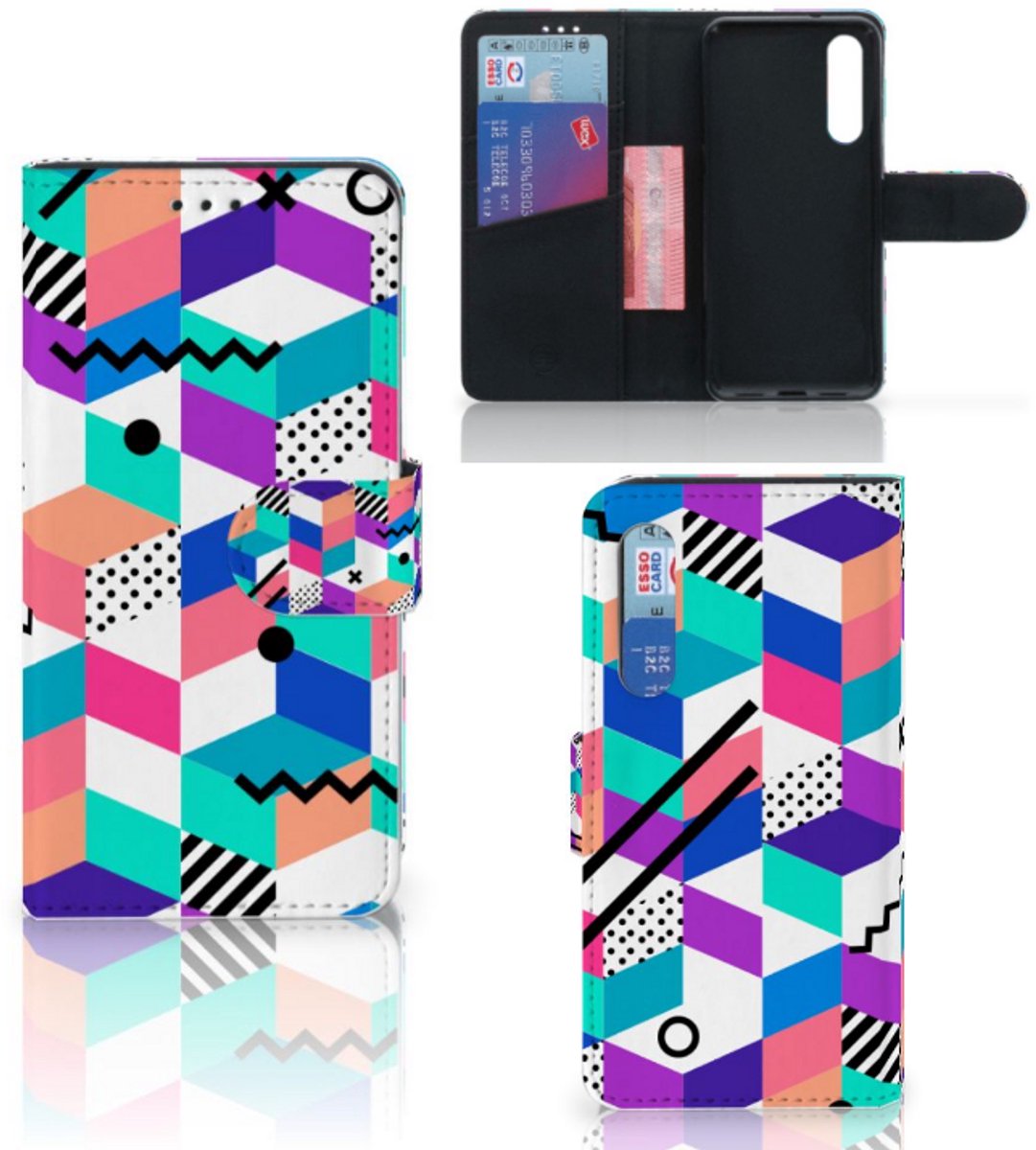 Xiaomi Mi 9 SE Book Case Blokken Kleurrijk