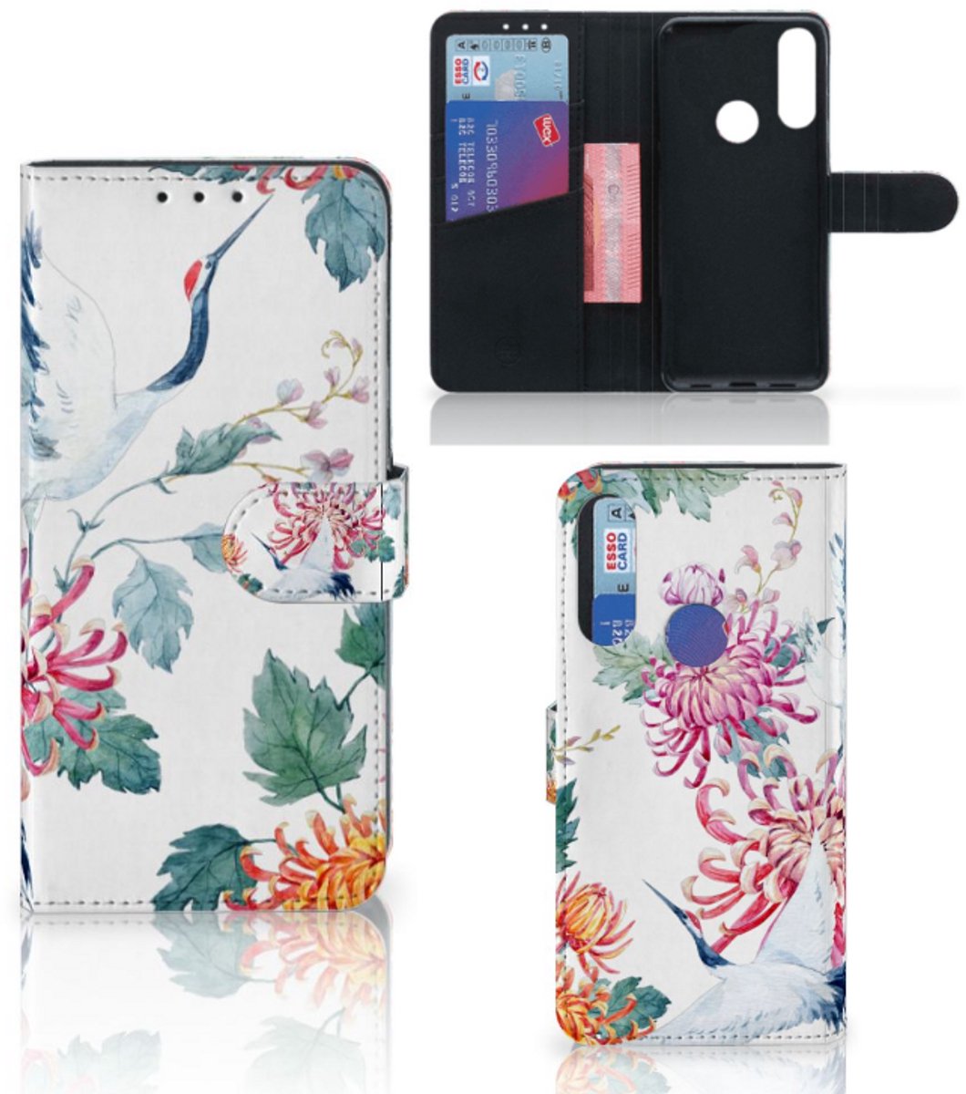 Alcatel 1S 2020 Telefoonhoesje met Pasjes Bird Flowers