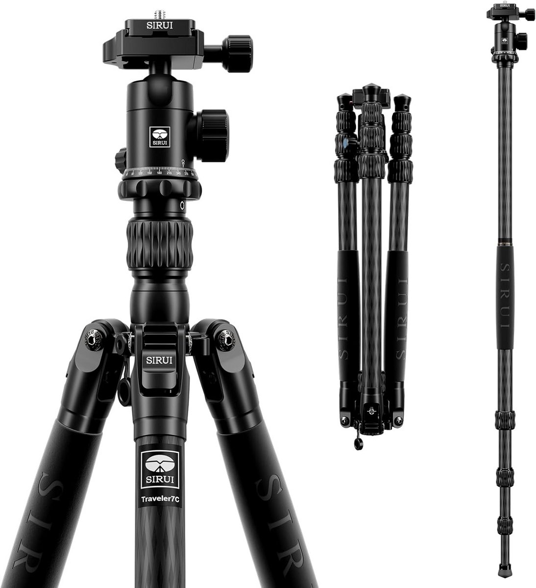 Compact Reiziger Statief 66" - Lichtgewicht Carbon Fiber Tripod met Panorama Kogelkop