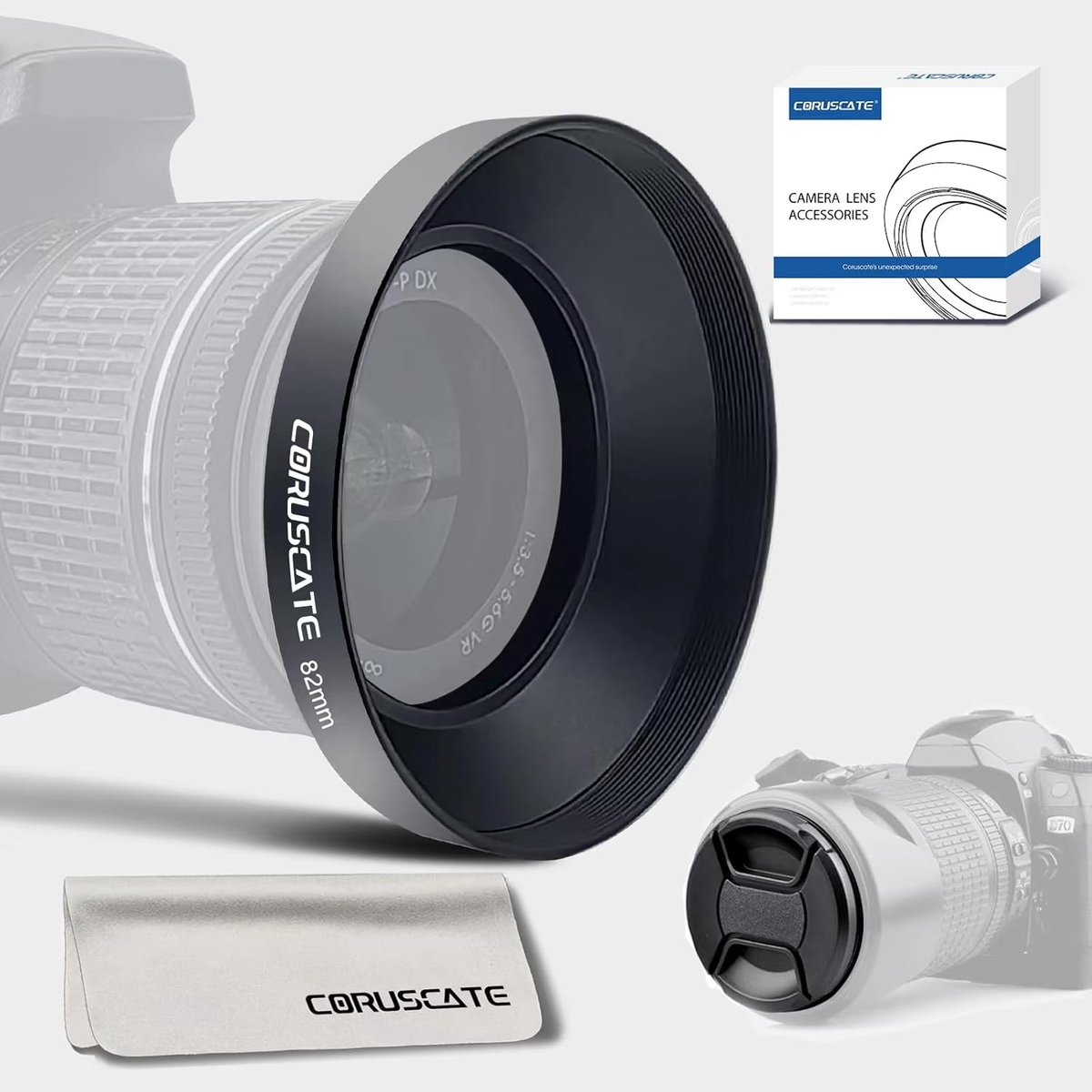 Groothoek metalen zonnekap 55 mm voor cameralenzen
