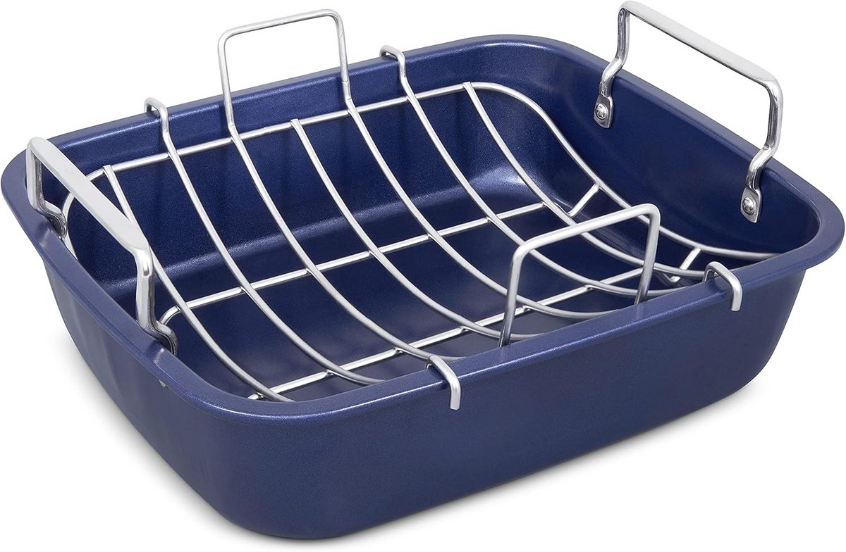 Premium Antiaanbak Braadslee met Rek - Koolstofstaal, Duurzaam en Vaatwasserbestendig