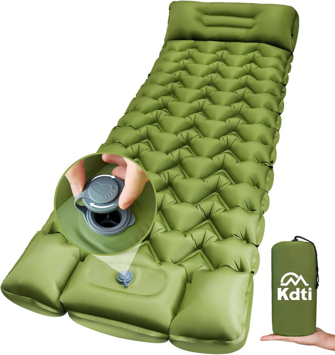 Camping Slaapmat met Kussen en Ingebouwde Voetpomp - Ultralicht en Waterdicht Luchtmatras voor Tent en Backpacking
