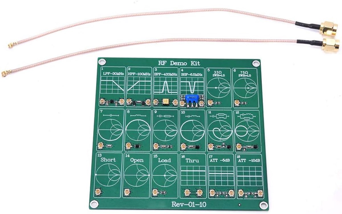 Functionele RF-testkaart met 18 modules voor netwerkanalyse en kalibratie