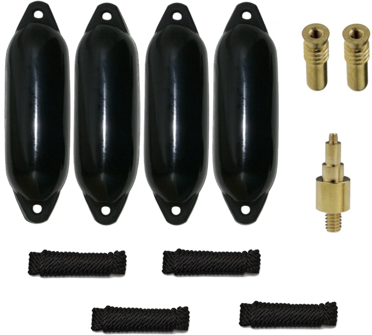 Set van 4 met Majoni Star 25 stootwillen incl. spatelleidingen, 2 vervangingsventielen, 1 ventieladapter - zwart, 58 x 15 cm