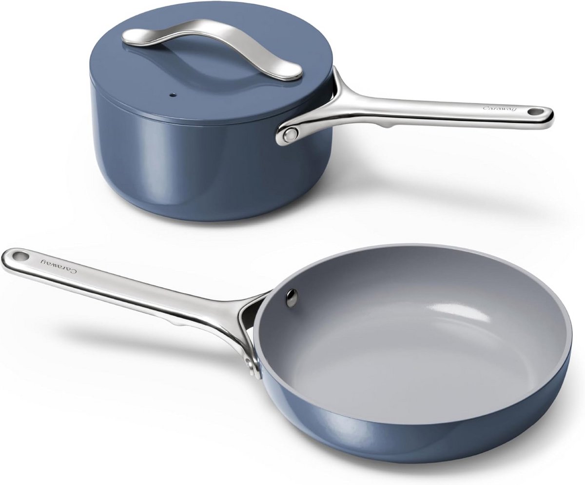 Mini Keramische Koekenpan en Sauspan Set - Antiaanbaklaag, Ovenbestendig en Veilig