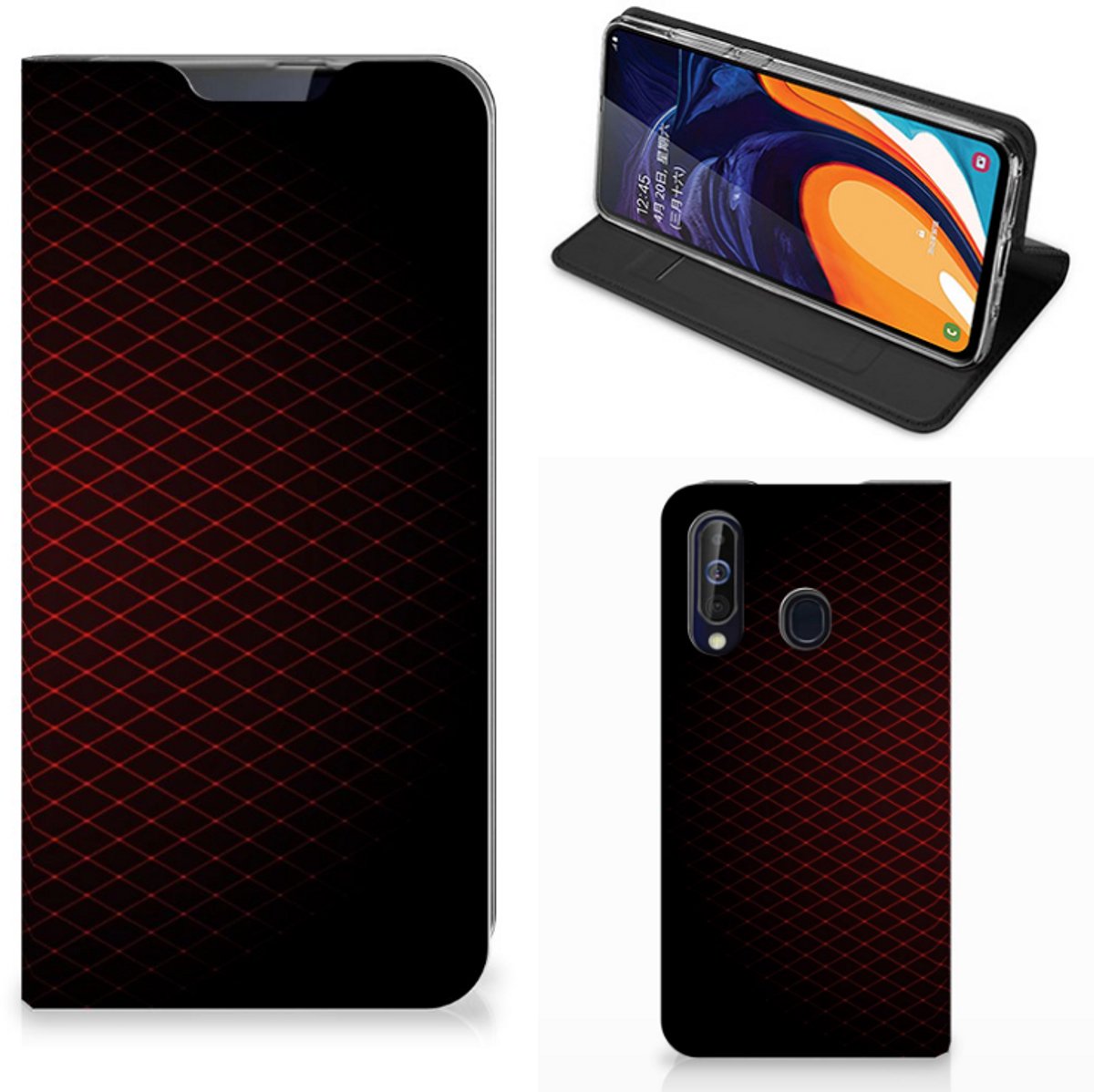 Samsung Galaxy A60 Hoesje met Magneet Geruit Rood