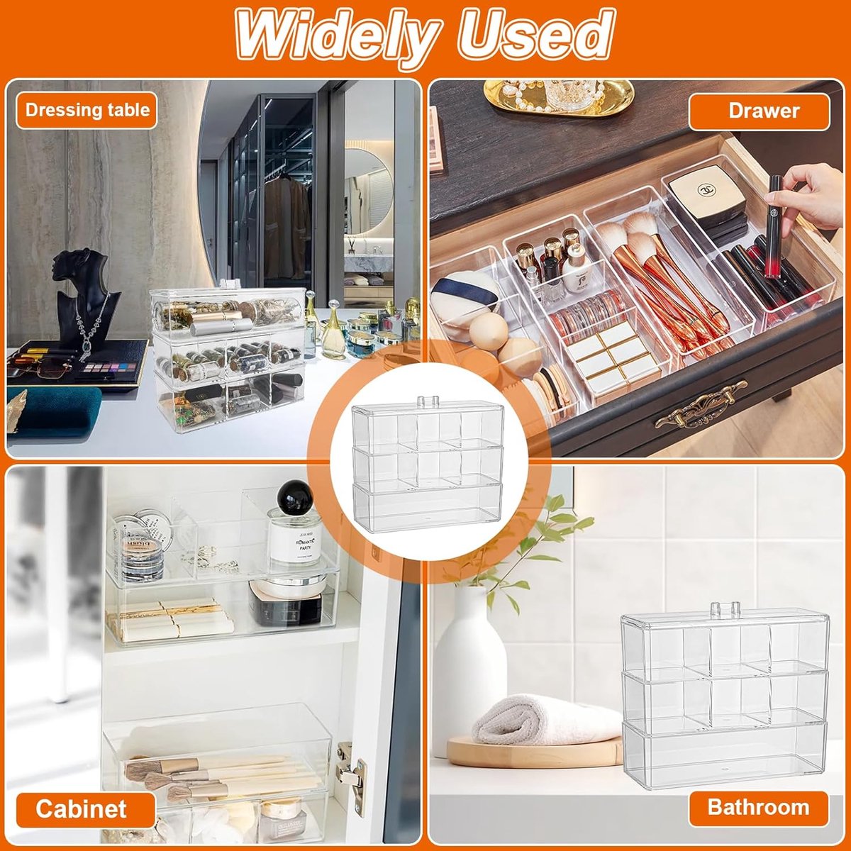 3-delige Cosmetica Organizer Set voor Make-up en Accessoires
