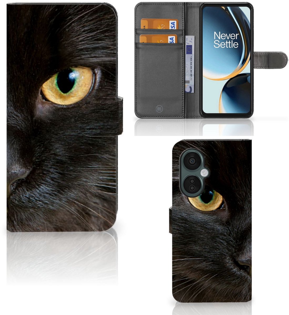 OnePlus Nord CE 3 Lite Telefoonhoesje met Pasjes Zwarte Kat