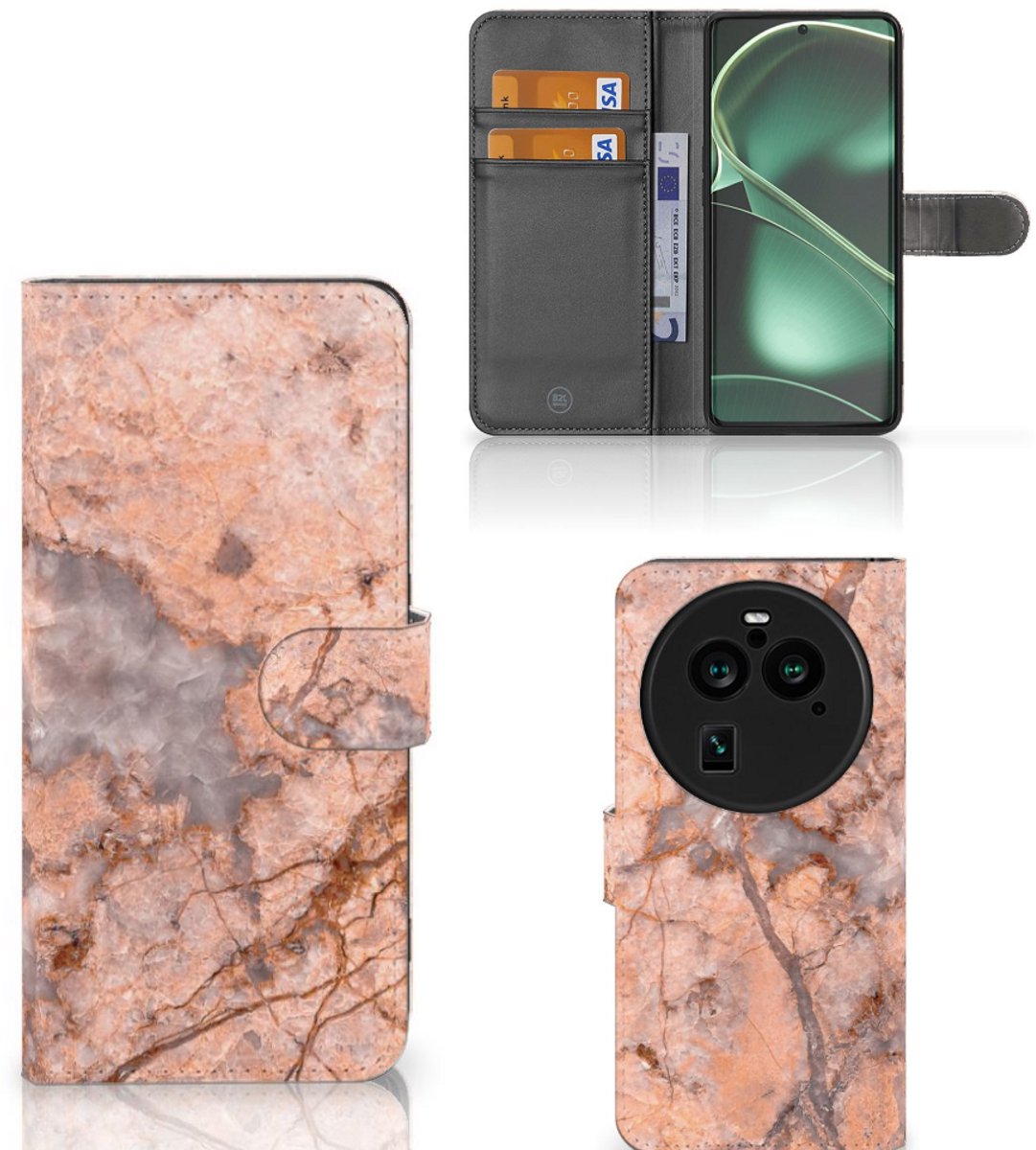 OPPO Find X6 Pro Bookcase Marmer Oranje