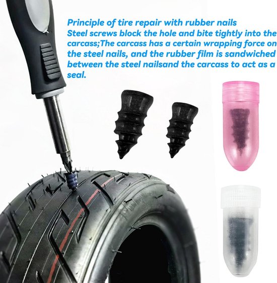 Reparatieset voor Banden - 80 Stukken, Inclusief Rubber Nagels en Schroevendraaiers — afbeelding 5