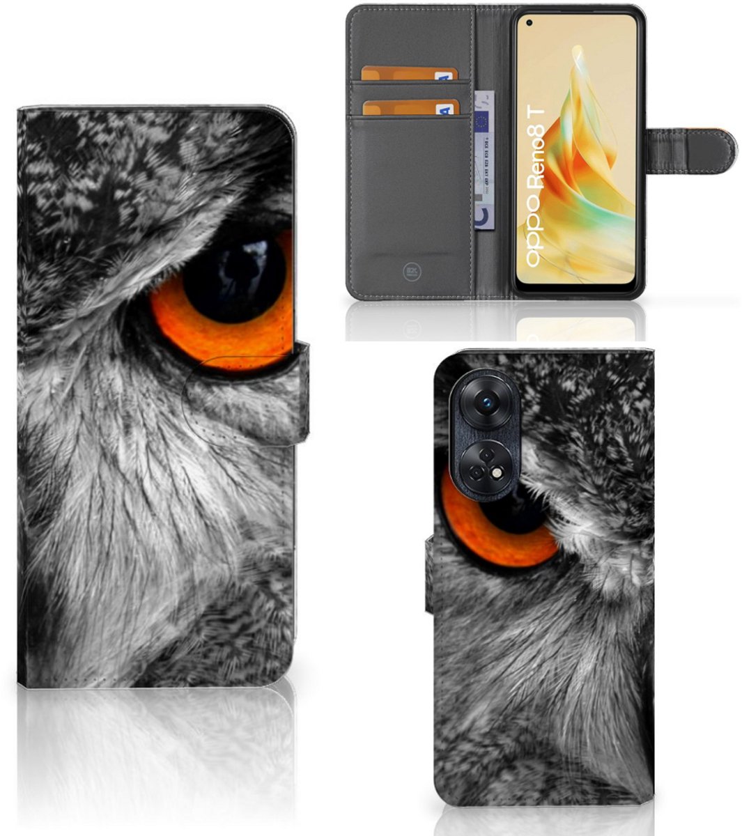 OPPO Reno8 T 4G Telefoonhoesje met Pasjes Uil
