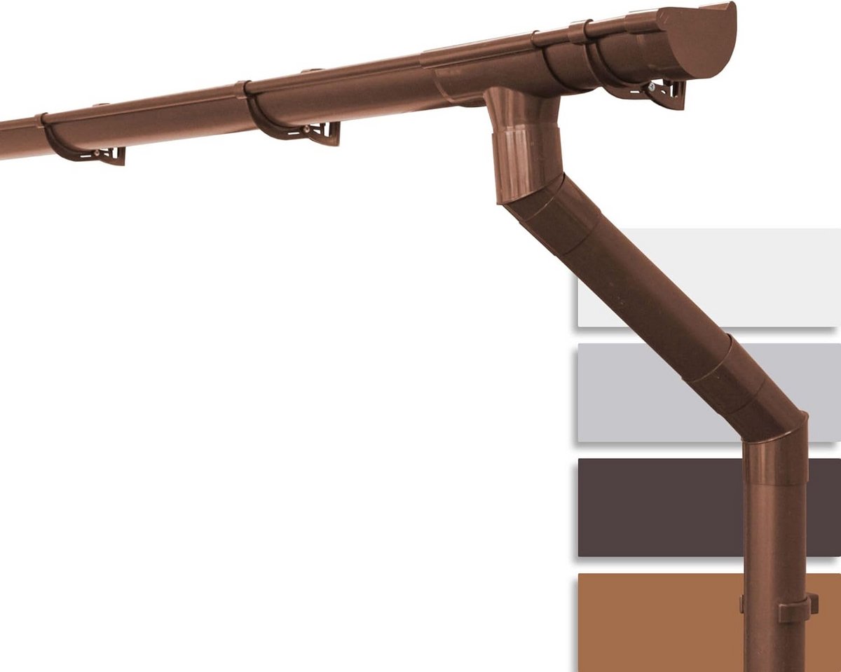 Compleet Halfrond Dakgotenset 125mm voor Professionele Dakafvoer - 8m Bruin