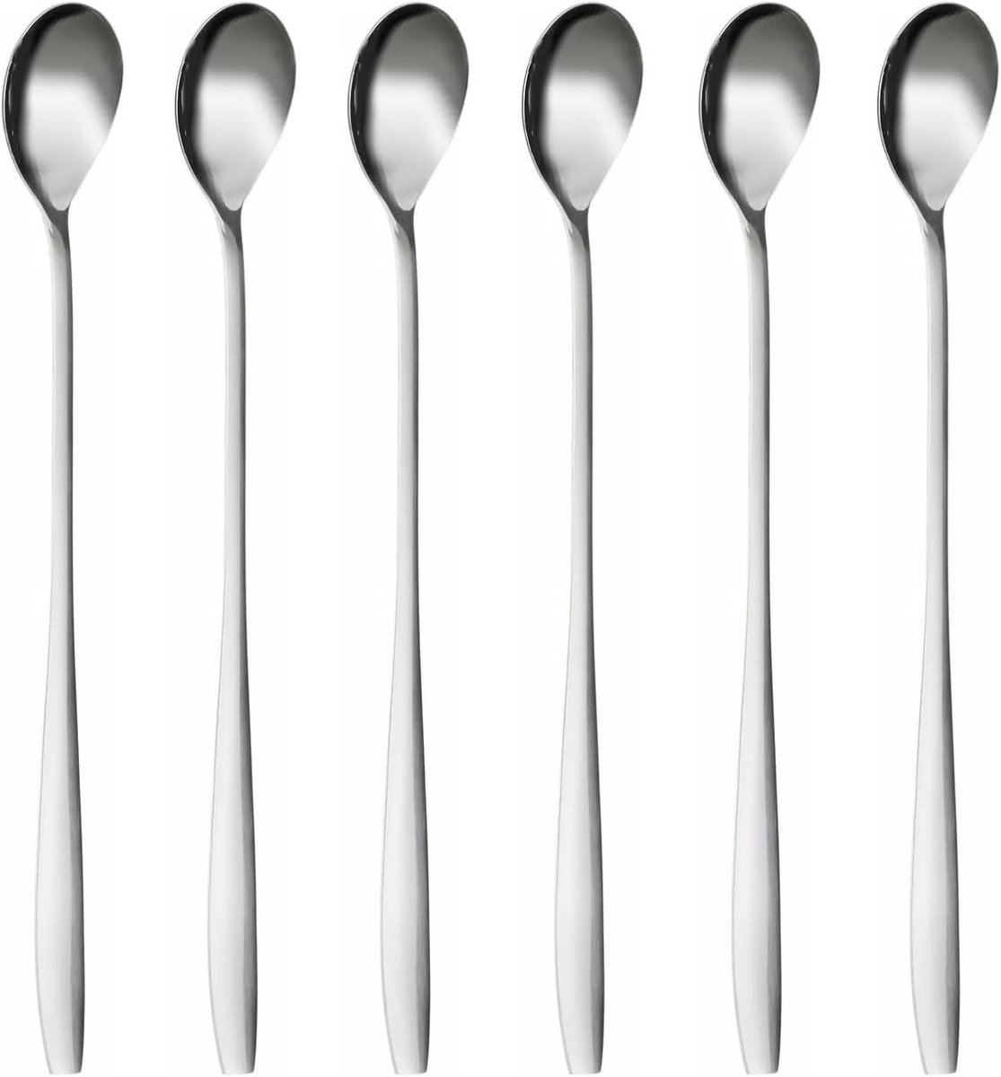 Lepels voor Longdrinks en Cocktails - 6-delige Set van 22 cm roestvrij staal