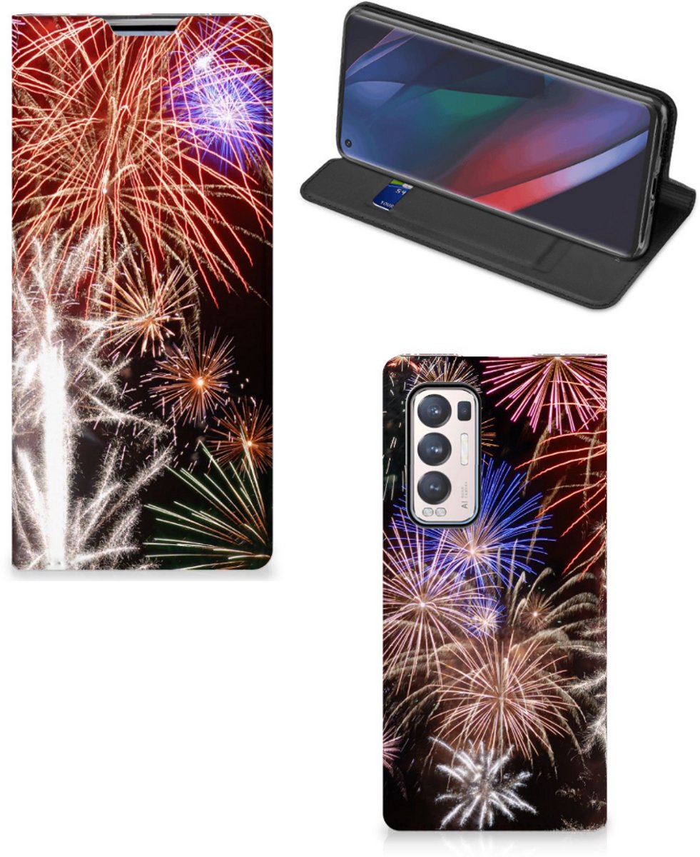 OPPO Find X3 Neo Hippe Standcase Vuurwerk