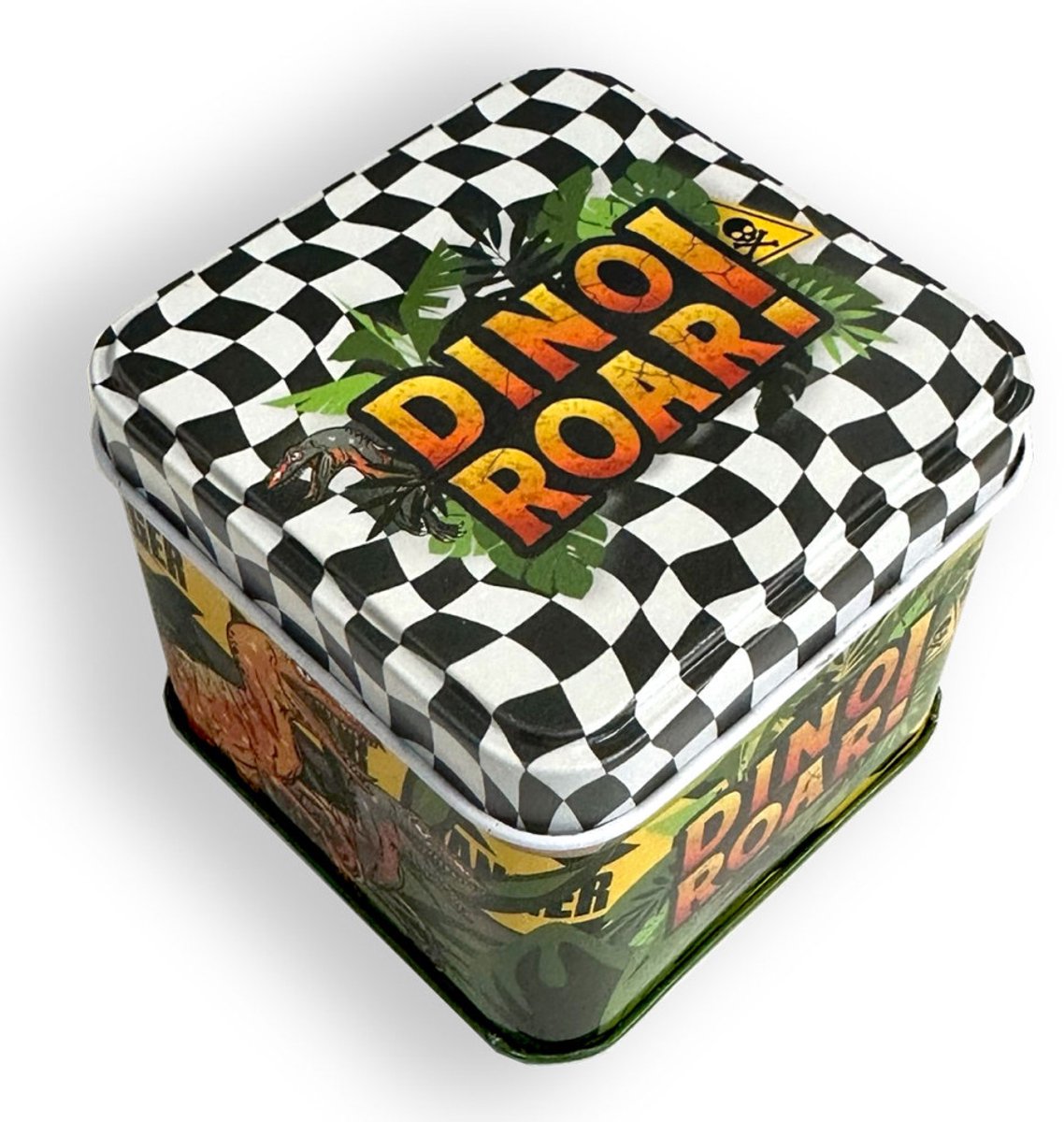 Dinosaurus Roar mini metalen blik 7,5 cm 4 stuks