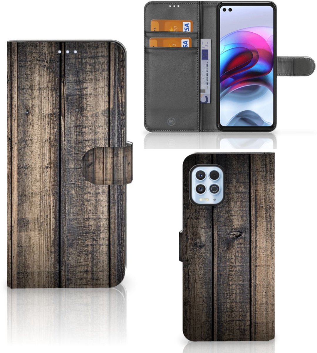 Motorola Moto G100 Book Style Case Steigerhout