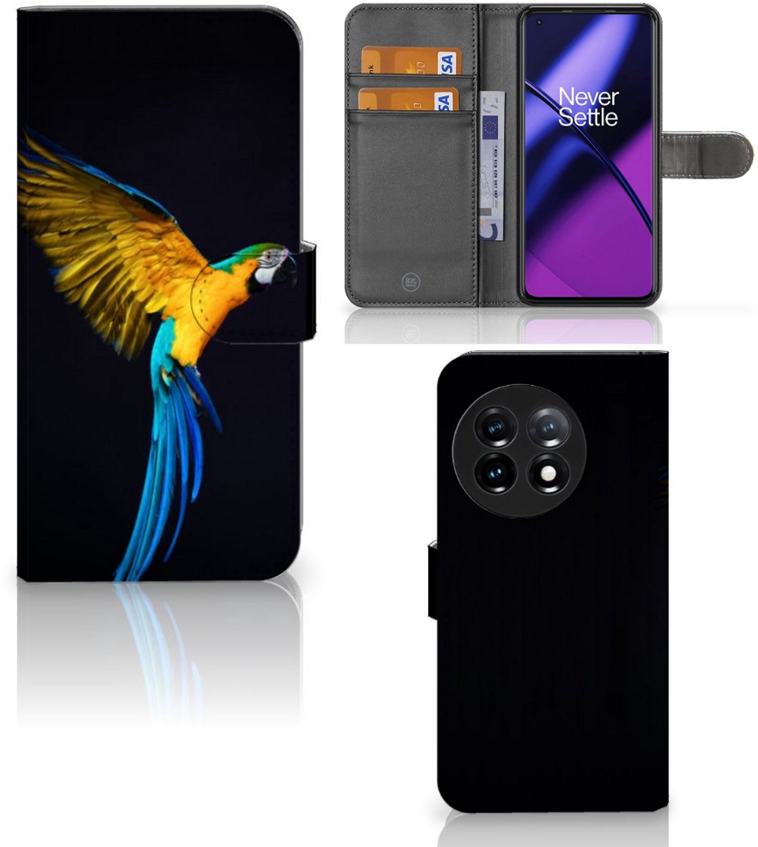 OnePlus 11 Telefoonhoesje met Pasjes Papegaai