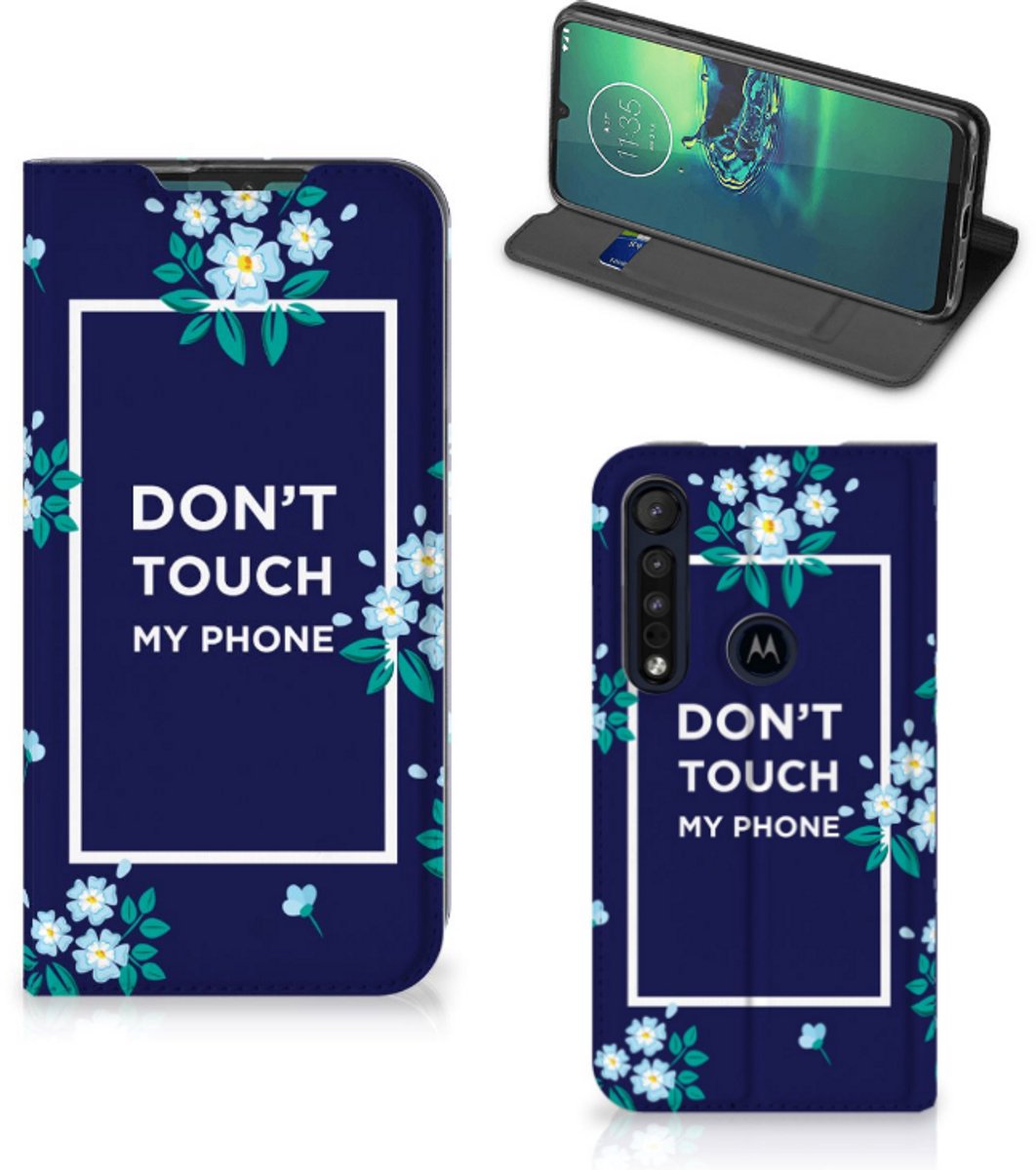 Standcase Hoesje voor Motorola G8 Plus Design Case Flowers Blue DTMP