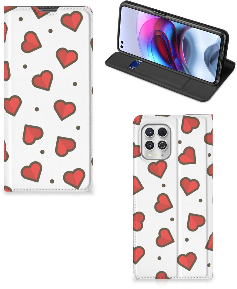 Motorola Moto G100 Hoesje met Magneet Hearts