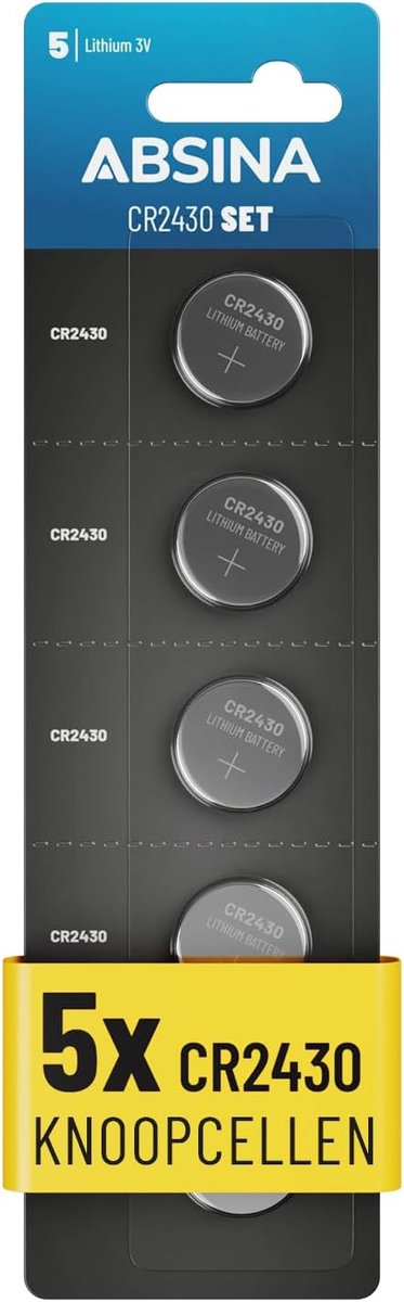 Knoopcel CR2430 - 5 stuks, 3V, lekvrij en lange houdbaarheid